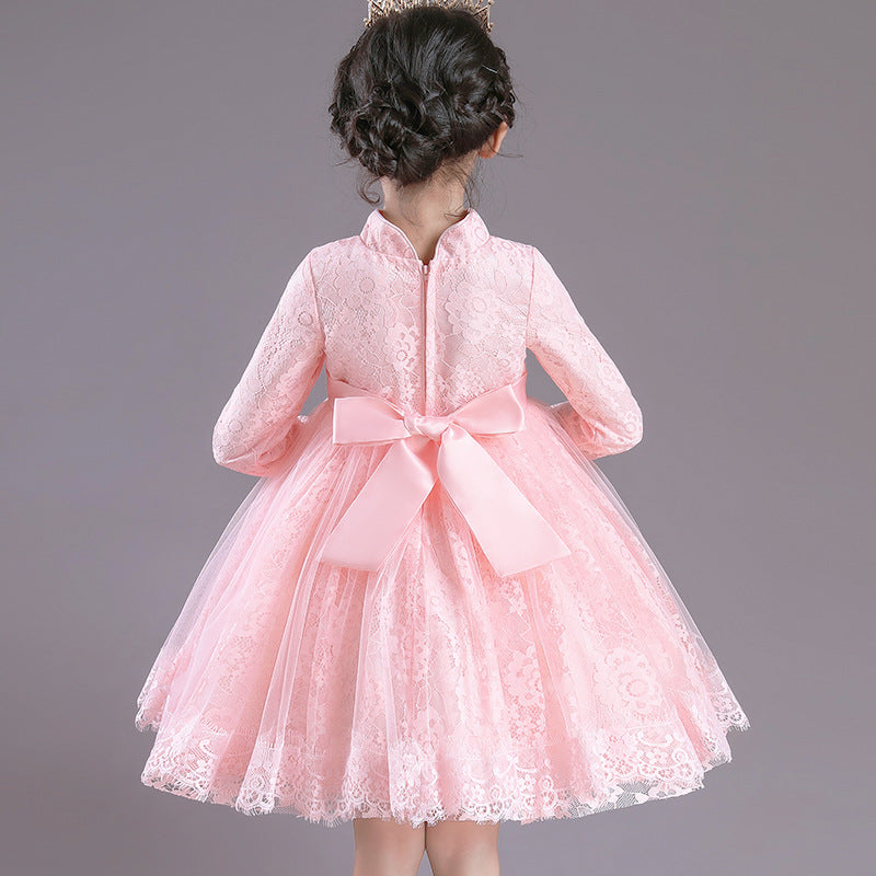 Kid Girl Long Sleeve Princess Evening Pompous Gauze Dresses