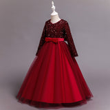 Kid Girl Princess Host Sequin Gauze Wedding Pompous Dresses
