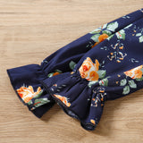 Kid Baby Girl Autumn Rose Print Multi-layer Long-sleeved Flower Dress