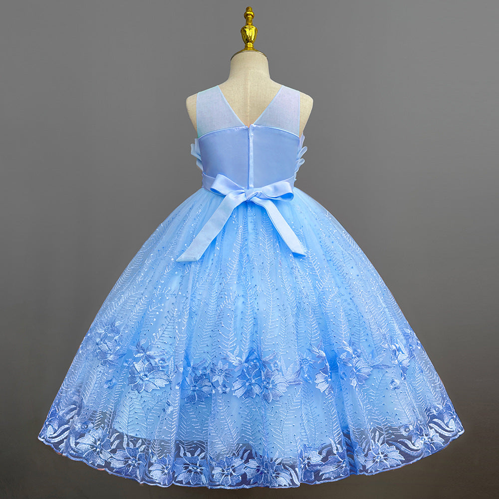 Kid Girl Princess Summer Flower Show Host Pompous Piano Performance Dresses