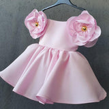 Kid Baby Girl Shoulder Flower Golden Jacquard Princess Dress