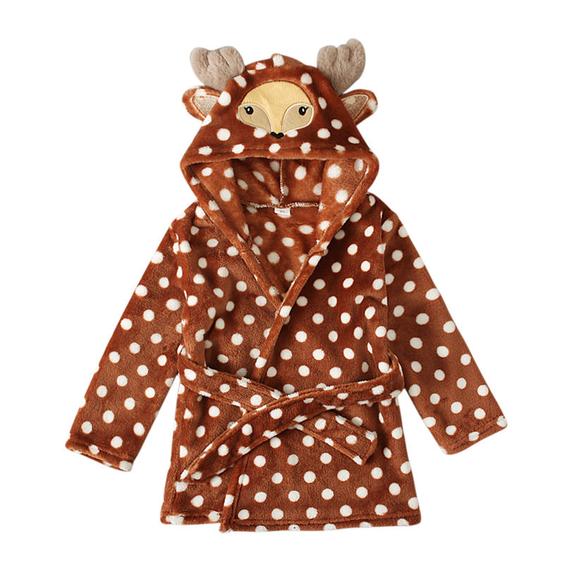 Kid Baby Girl Christmas Robe Winter Polka Dot Belt Pajamas