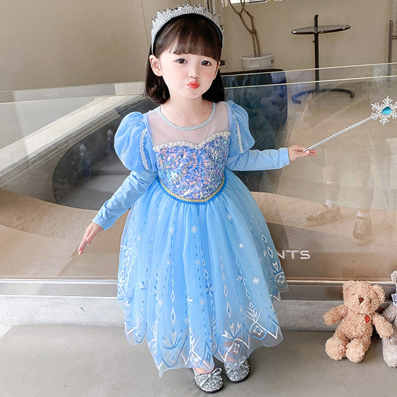 Kid Girl Frozen Aisha Long Sleeve Princess Dress