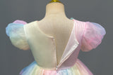 Kid Girl Dress Princess Summer Bow Bubble Sleeve Gauze Dresses