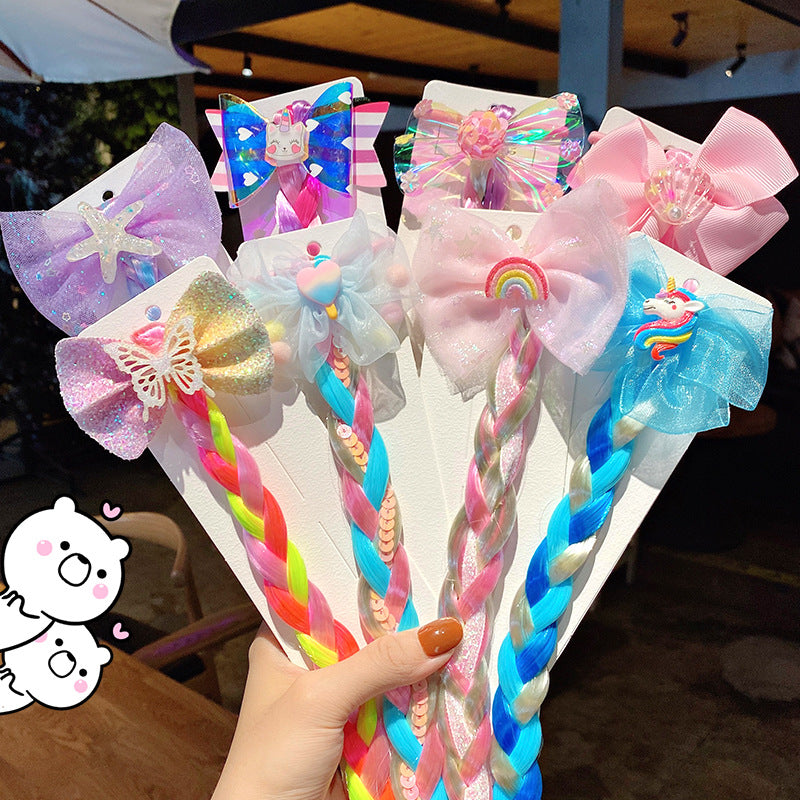 Kid Girl Cartoon Hair Accessories Candy Braided Hair Wig Headwears
