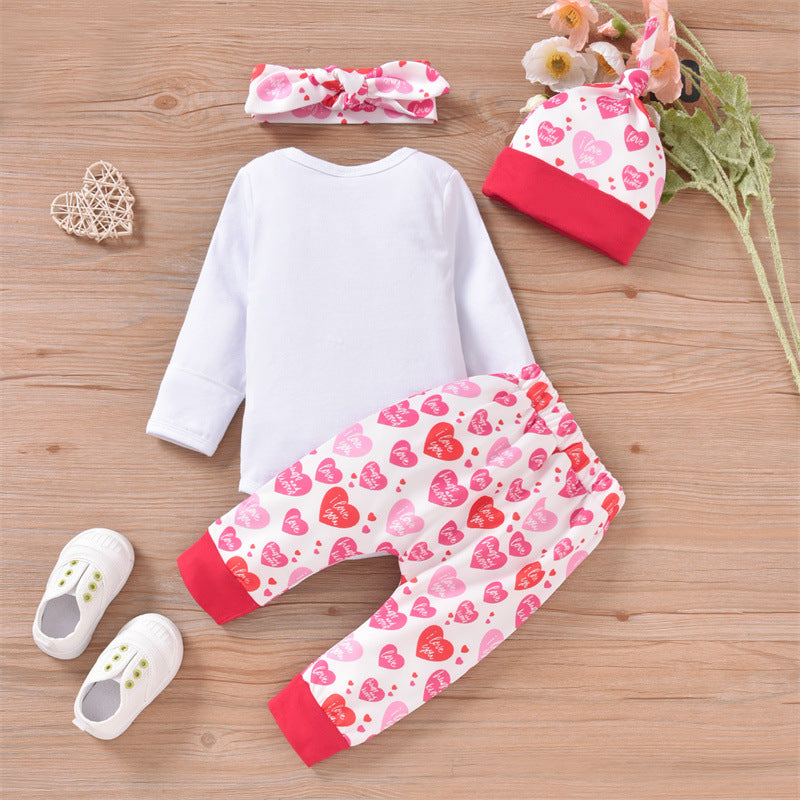 Baby Girl Set Valentine's Day Love Letter 3 Pcs Sets