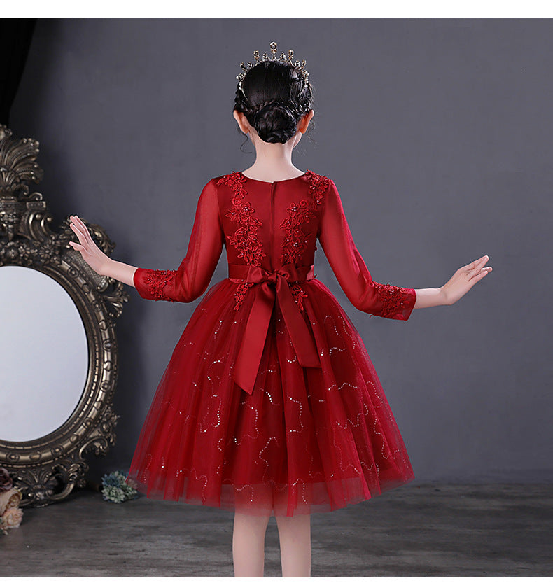 Autumn Spring Kids Girl Princess Formal Pengant Dresses