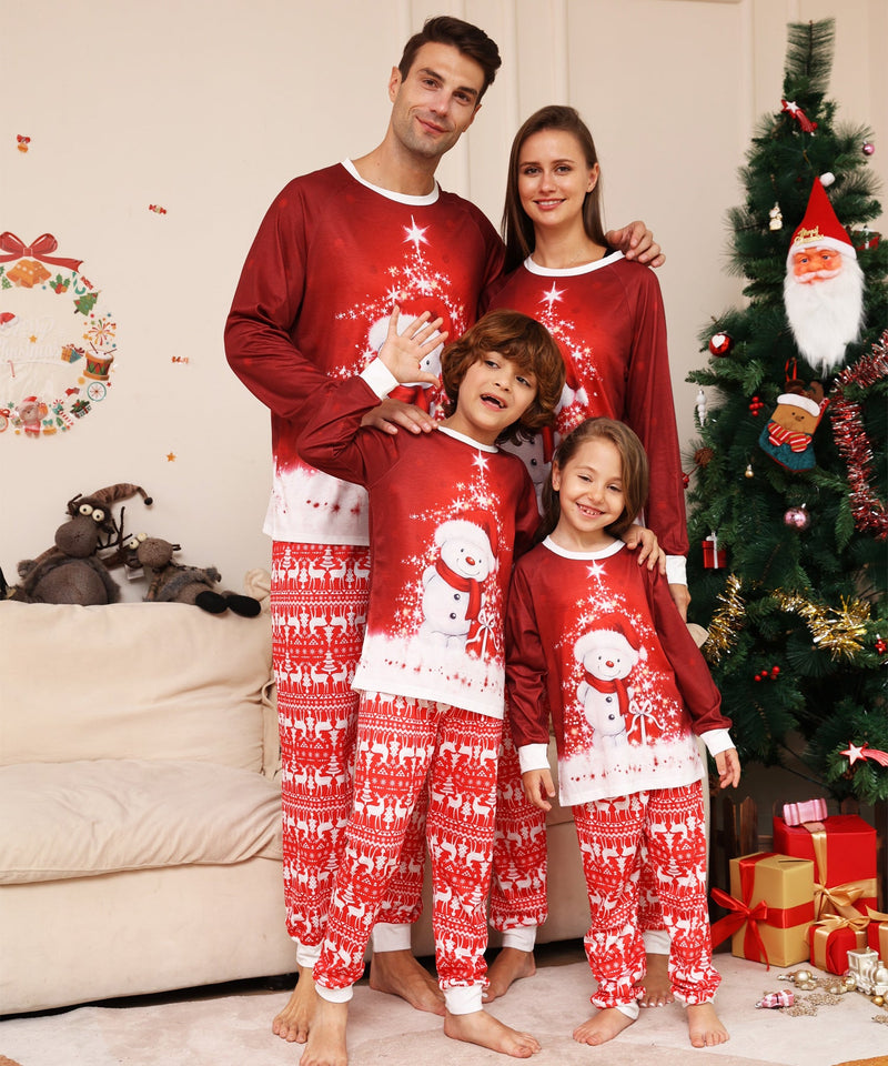 Family Cartoon Snowman Deer Christmas Parent-child Homewear Pajamas