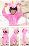 Kid Girl Flannel Pegasus Bathrobe Animal Gown Rainbow Cartoon Pajamas
