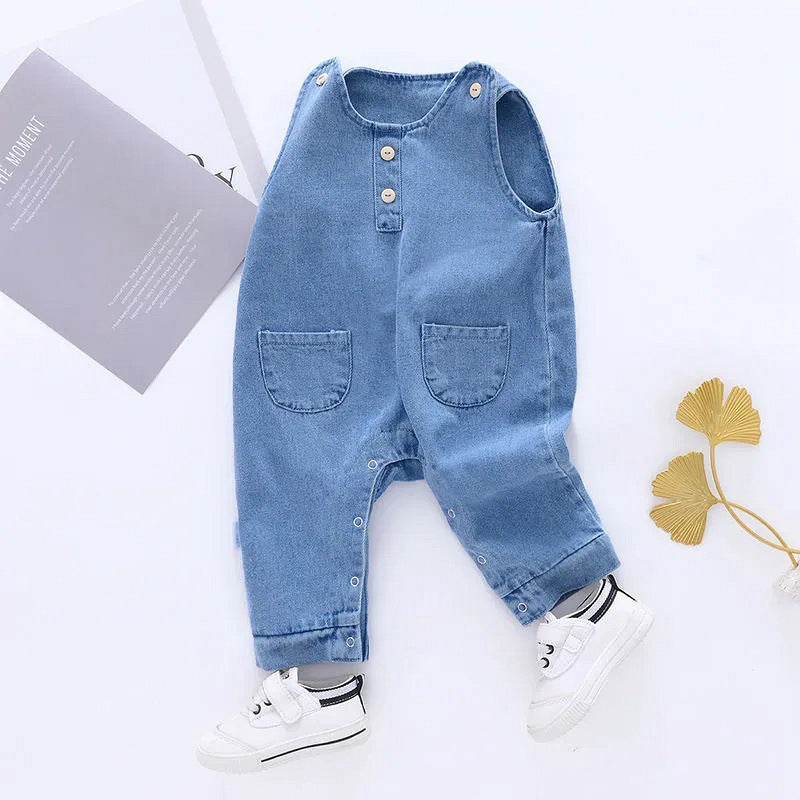 Baby Girl Onesies Sleeveless Crawlers Soft Denim Spring Autumn Rompers
