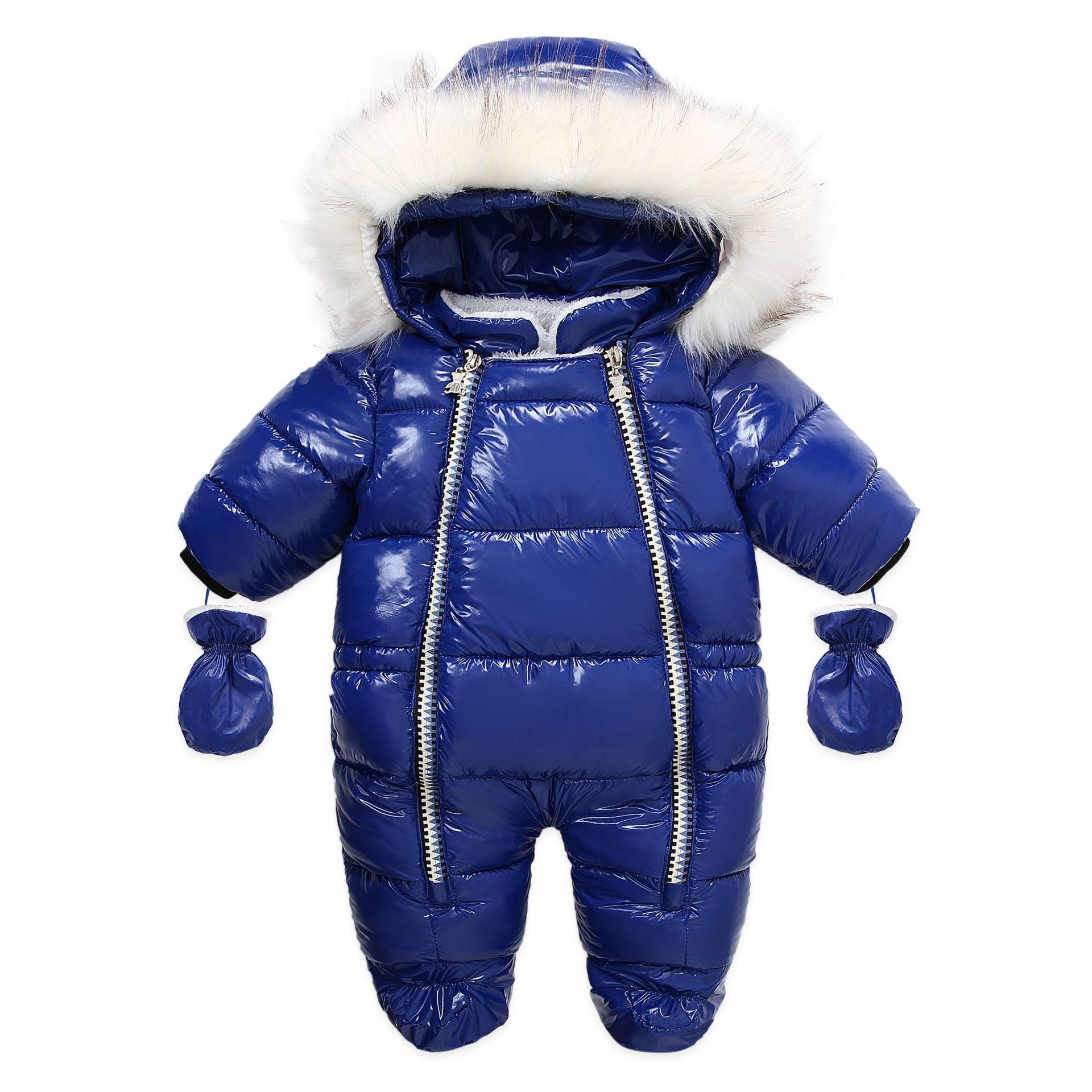 Infant Newborn Baby Winter Warm Hooded Romper Solid Color Overalls Jumpsuit