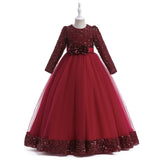 Kid Girl Princess Long Sequin Christmas Cosplay Dress