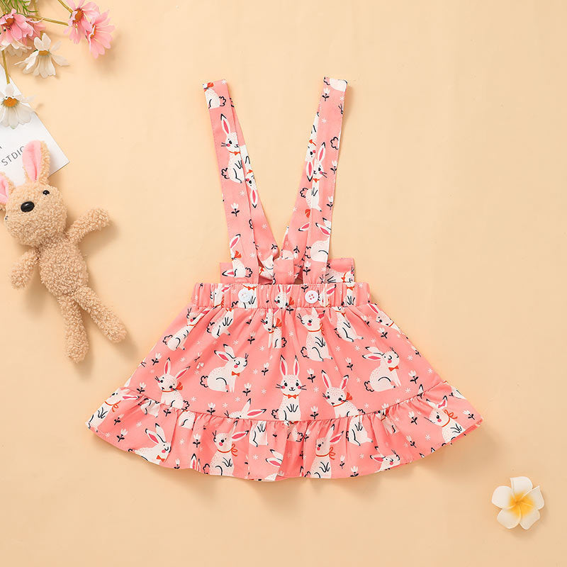 Baby Summer Easter Bunny Full Print Suspenders 3 Pcs Set