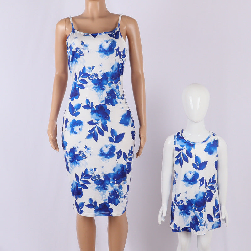 Family Matching Mother Daughter Parent Child Leisure Lovely Dresses