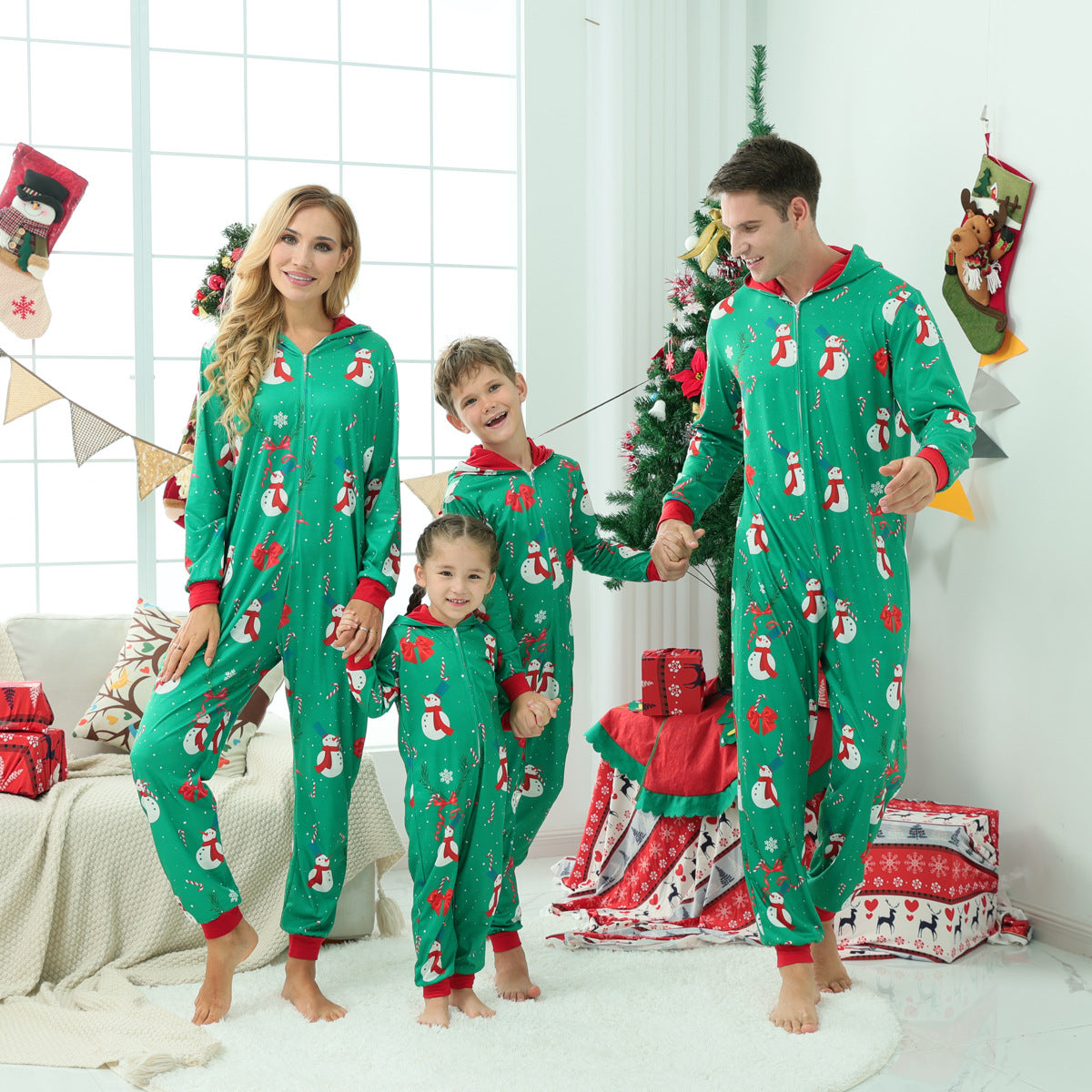 Parent-child Family Matching Christmas One-piece Pajamas
