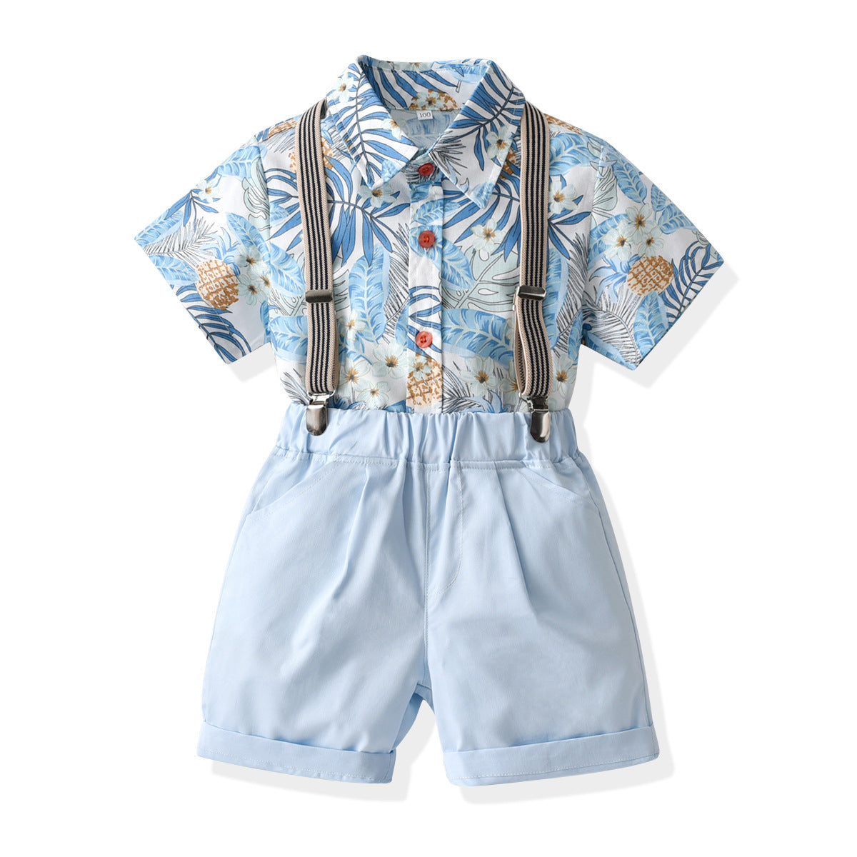 Kid Baby Boy Suit Maple Leaf Short Sleeve Harness Beach 2 Pcs Sets