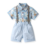 Kid Baby Boy Suit Maple Leaf Short Sleeve Harness Beach 2 Pcs Sets