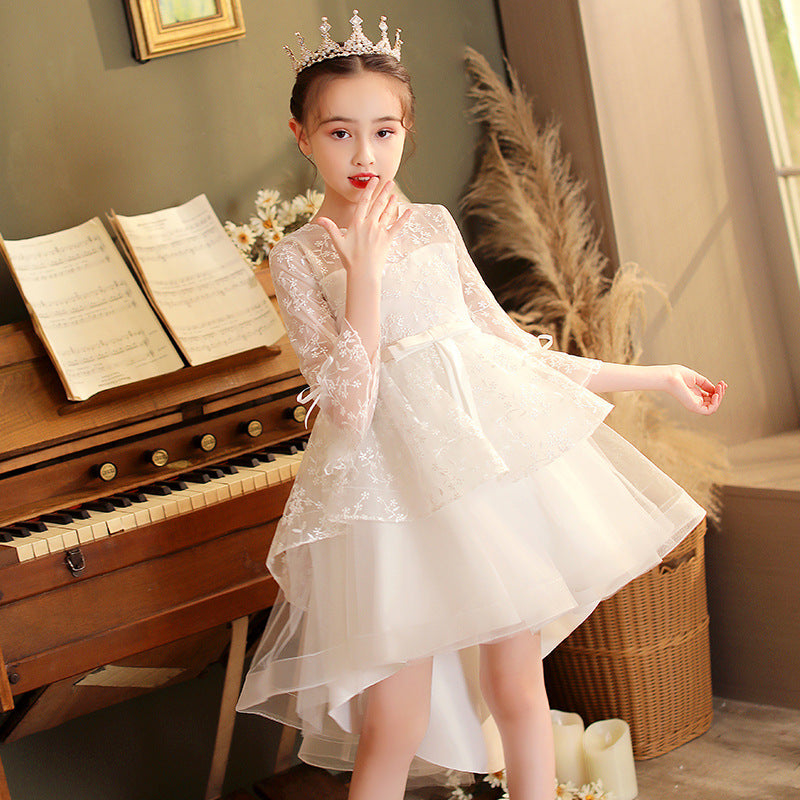 Kid Girl Pompous Trumpet Sleeves Princess Dress