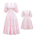 Family Matching Parent-child Sweet Leisure Loose Cake Bubble Sleeve Dresses