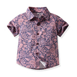 Kid Baby Boys Summer Short Sleeve Floral Casual 3 Pcs Sets