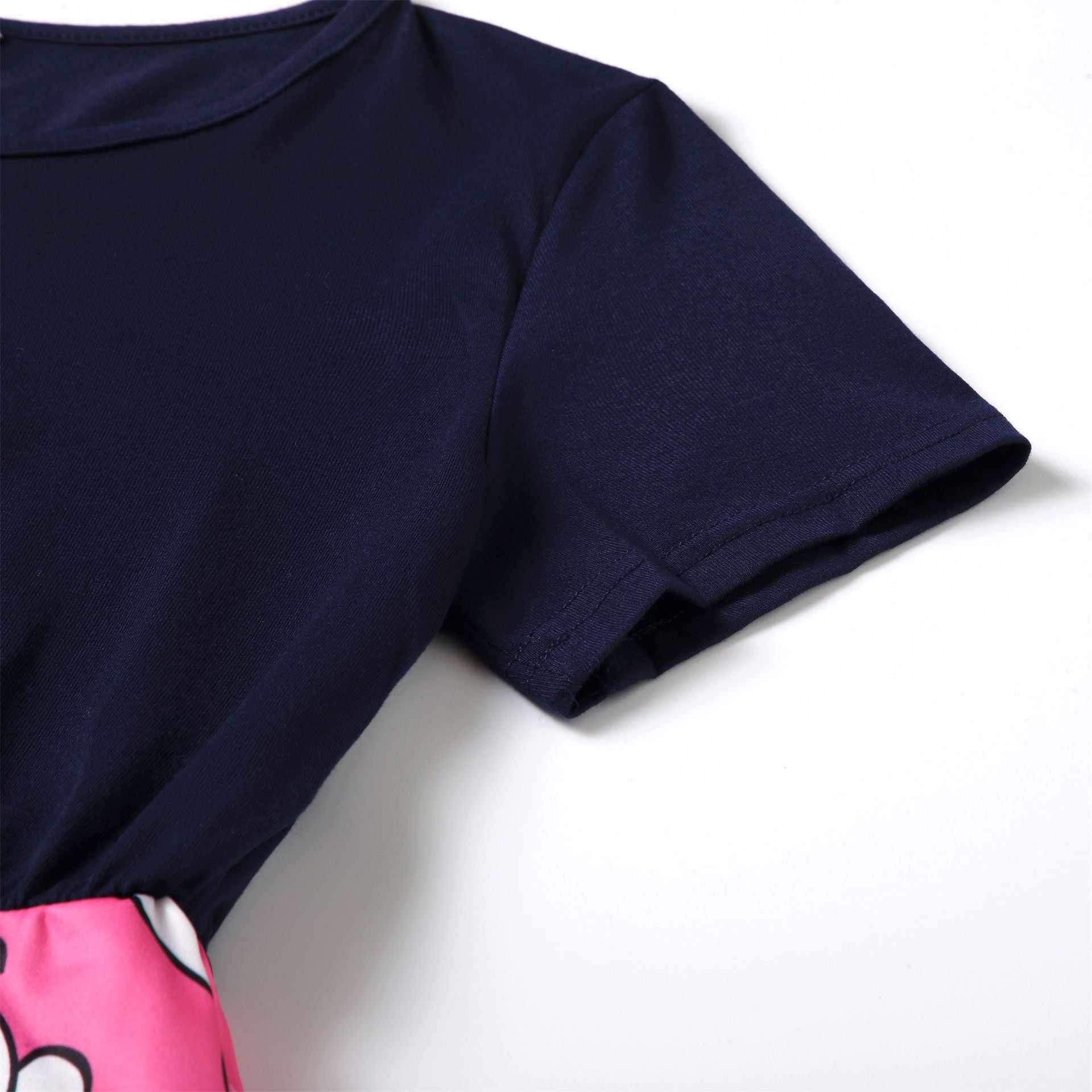 Family Matchinf Parent-child Round Collar Short Sleeve Rainbow Pony Dresses