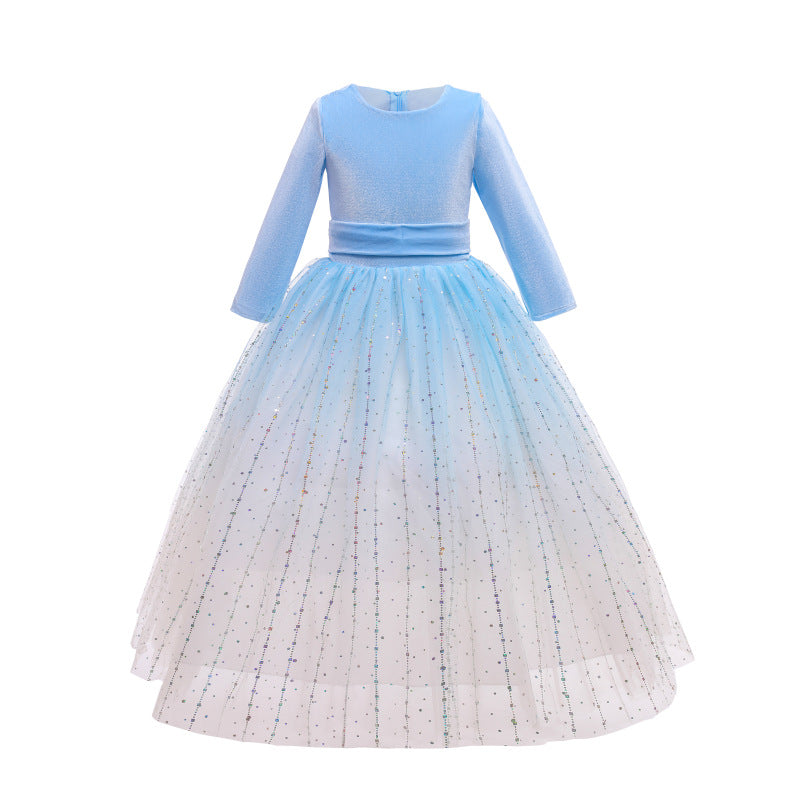 Kid Girl Long Sleeve Autumn Birthday Princess Piano Performance Dresses