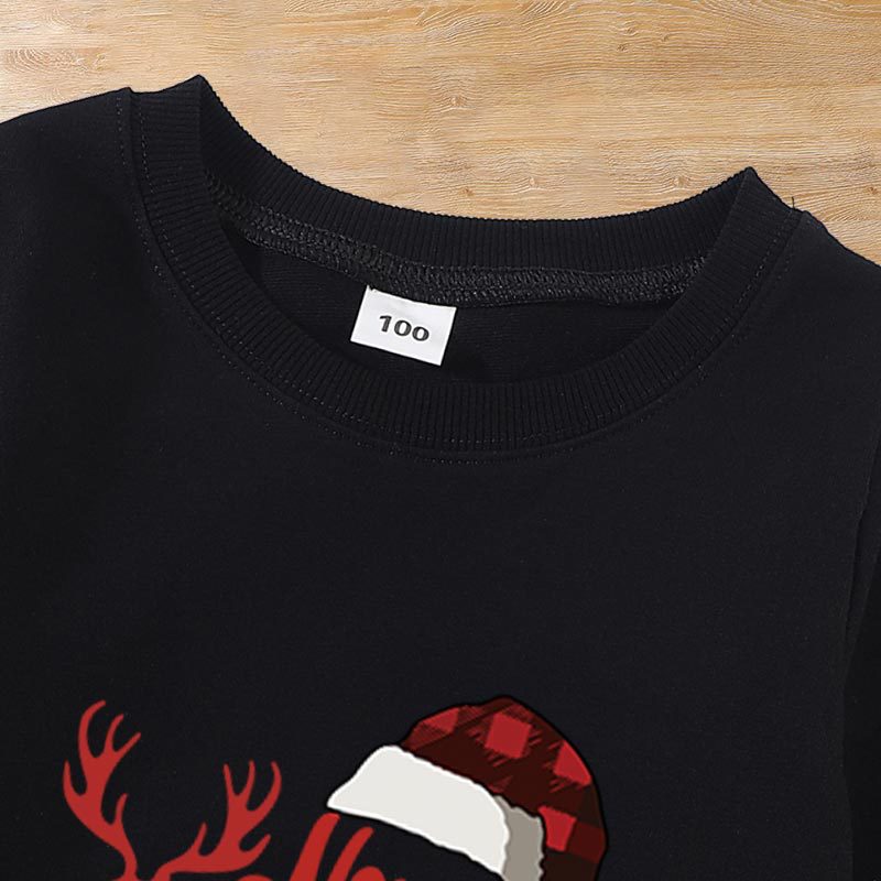 Family Matching Christmas Round Neck Warm Long Sleeved Shirts