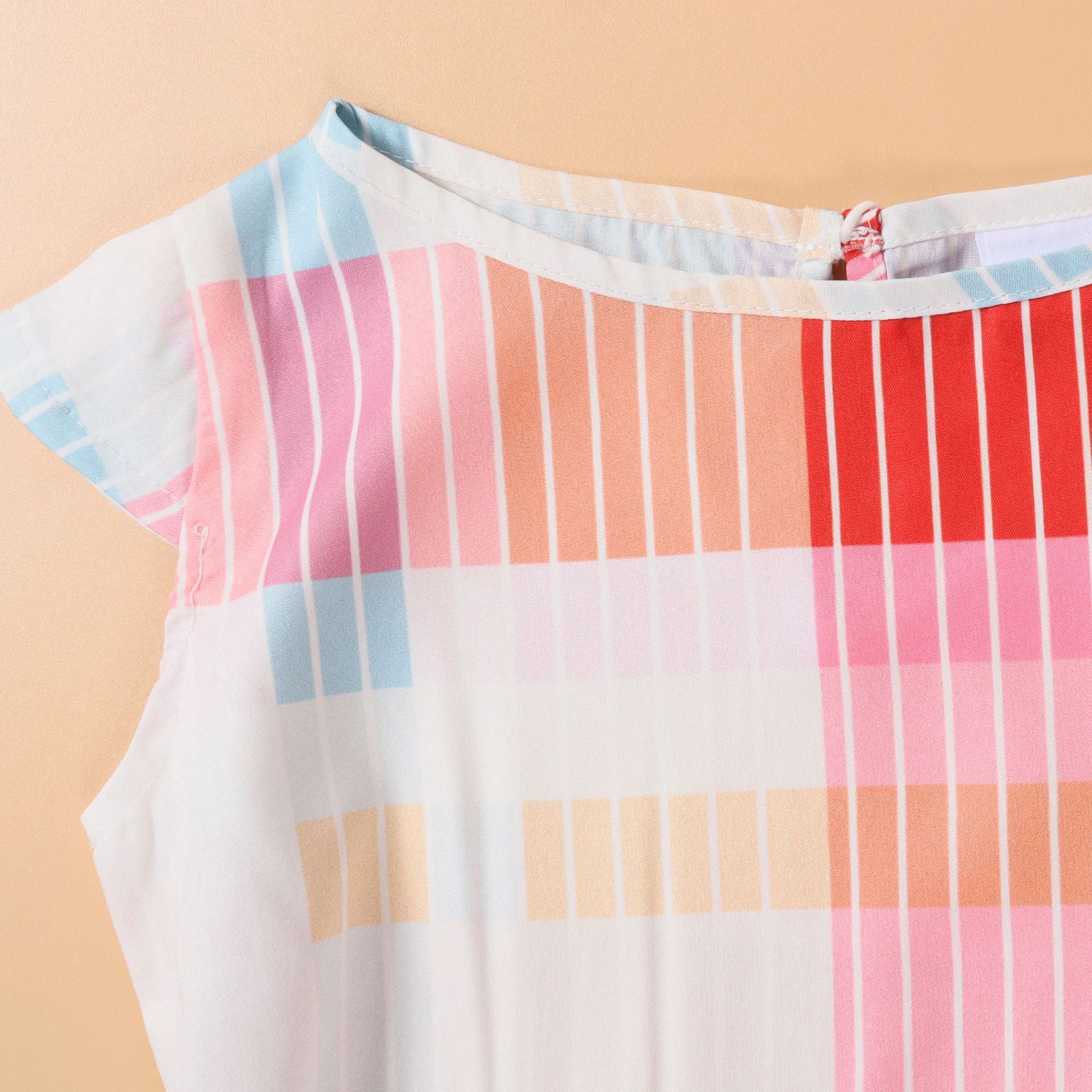 Family Matching Mother-daughter Rainbow Vertical Stripe Holiday Dresses