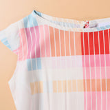 Family Matching Mother-daughter Rainbow Vertical Stripe Holiday Dresses