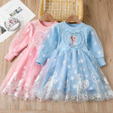 Kid Baby Girl New Long Sleeved Aisha Princess Frozzed Fall Dresses
