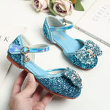 Girl Leather Shoes with Rhinestone Sequined Princess Shoes