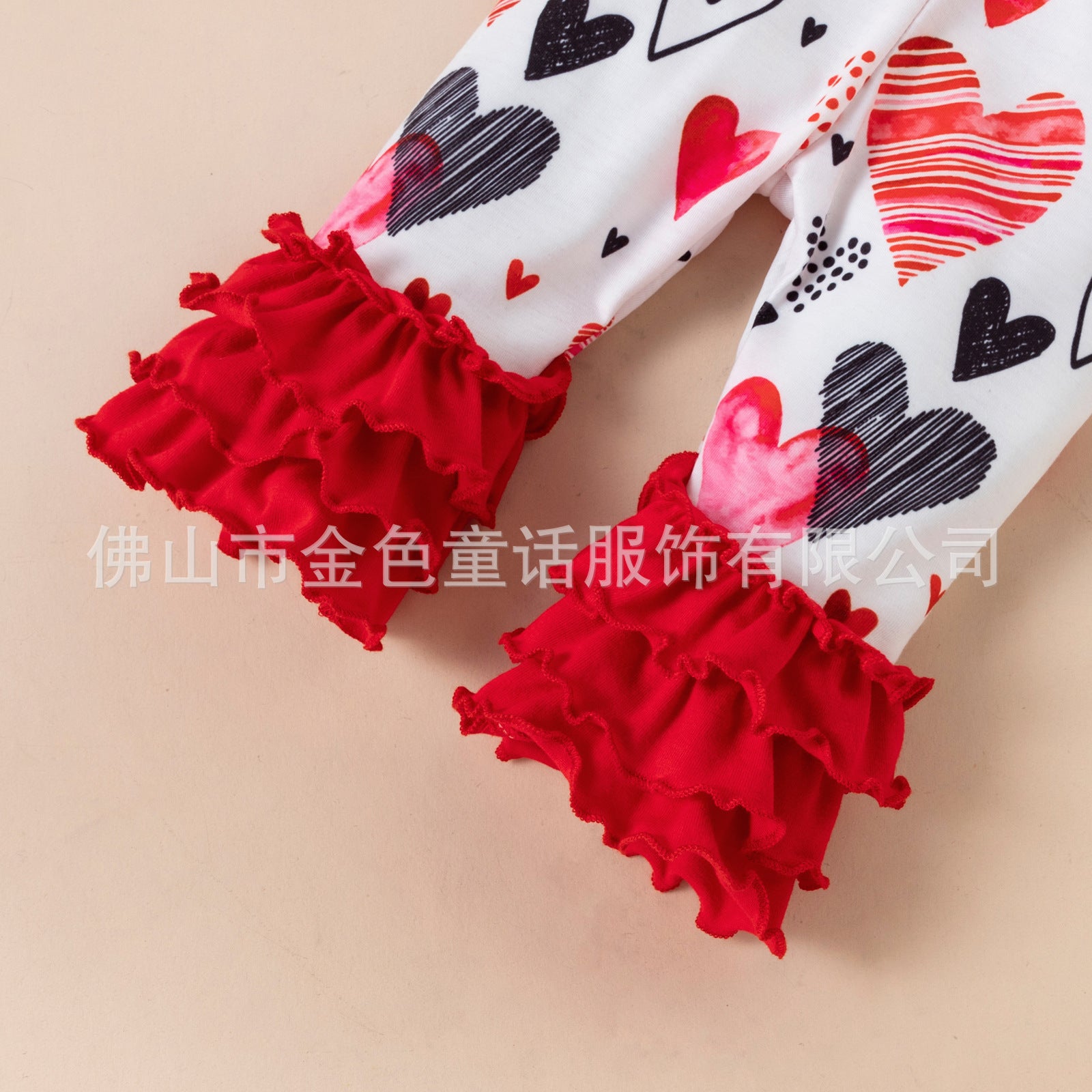 Baby Girl First Valentine Love Pleated Lace 4 Pcs Sets