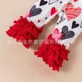 Baby Girl First Valentine Love Pleated Lace 4 Pcs Sets