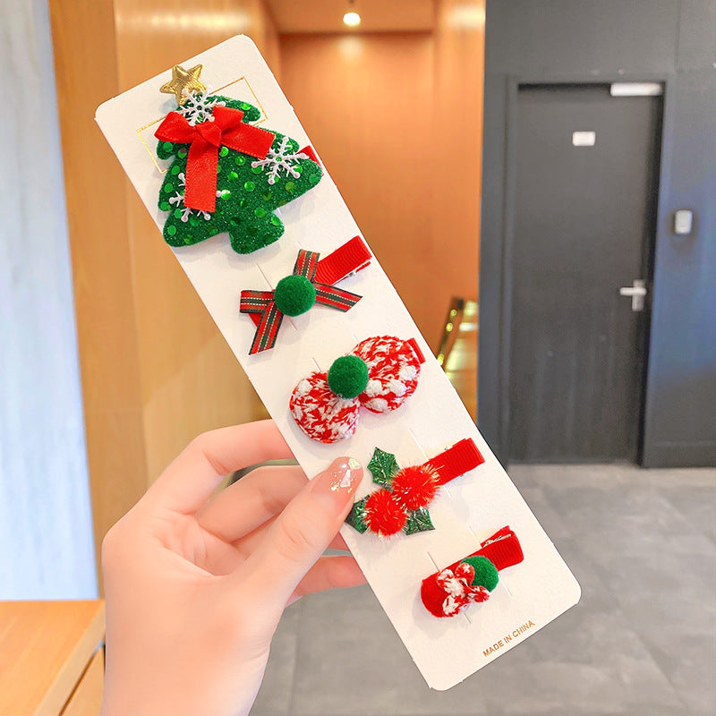 Kid Girl Hair Accessories Christmas Headress Santa Claus Elk Clip Headwear