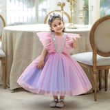 Kid Baby Girl Flying Sleeve Gauze Princess Birthday Dress