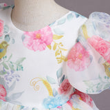 Kid Baby Girls Princess Bubble Sleeve Mesh Pompous Dresses