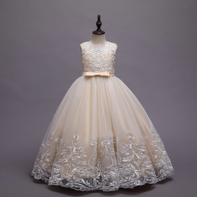 Kid Girl Princess Floral Lace Gown Sequins Gradual Change Dresses