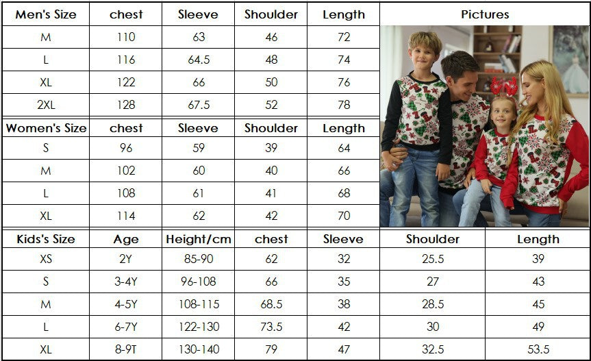 Family Matching Parent-child Hoodie Christmas Print Round Neck Shirts