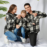 Family Matching Adult Kid Padded Black Plaid Hooded Shirt