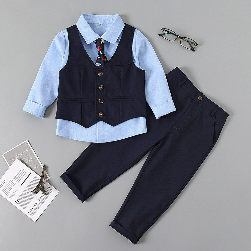 Baby Boy Bow Tie Vest Formal 3 Pcs Suits