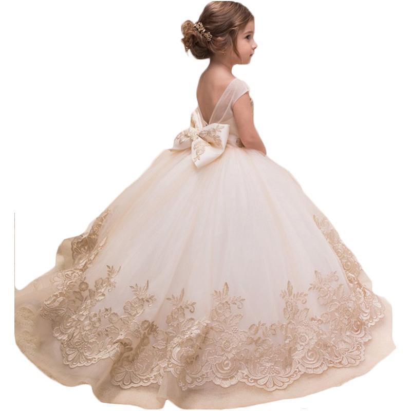 Kid Baby Girl Tuxedo Trailing Gown Piano Performance Dresses
