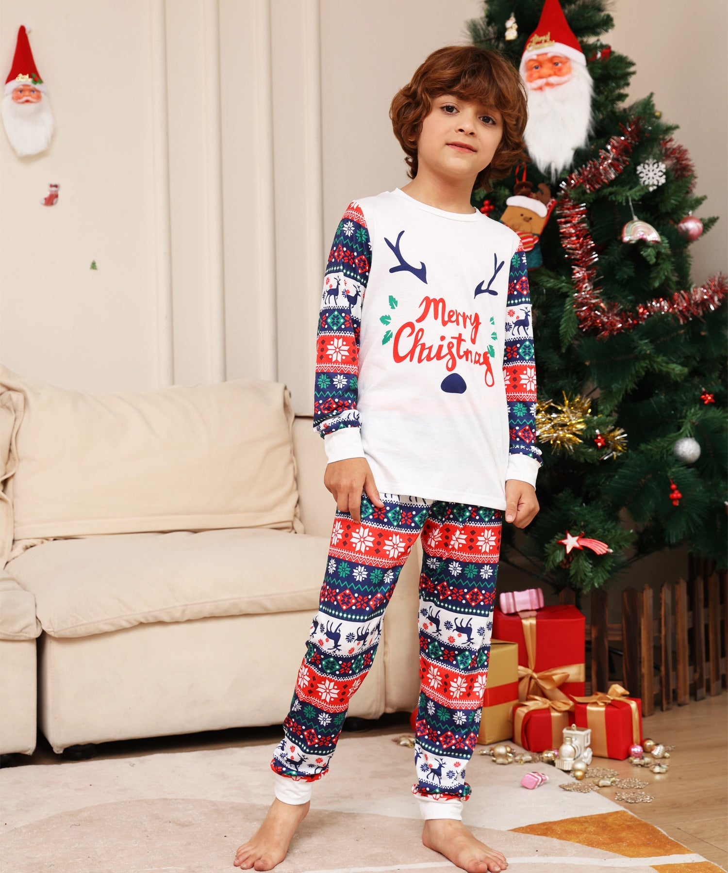 Family Snowman Flower Deer Letters Christmas Parent-child Pajamas