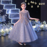 Kid Baby Girl Princess Spring Yarn Flower Wedding Piano Performance Dresses