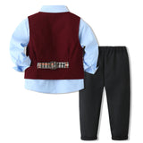 Kid Baby Boys Set Gentleman Panel Waist 3 Pcs Sets
