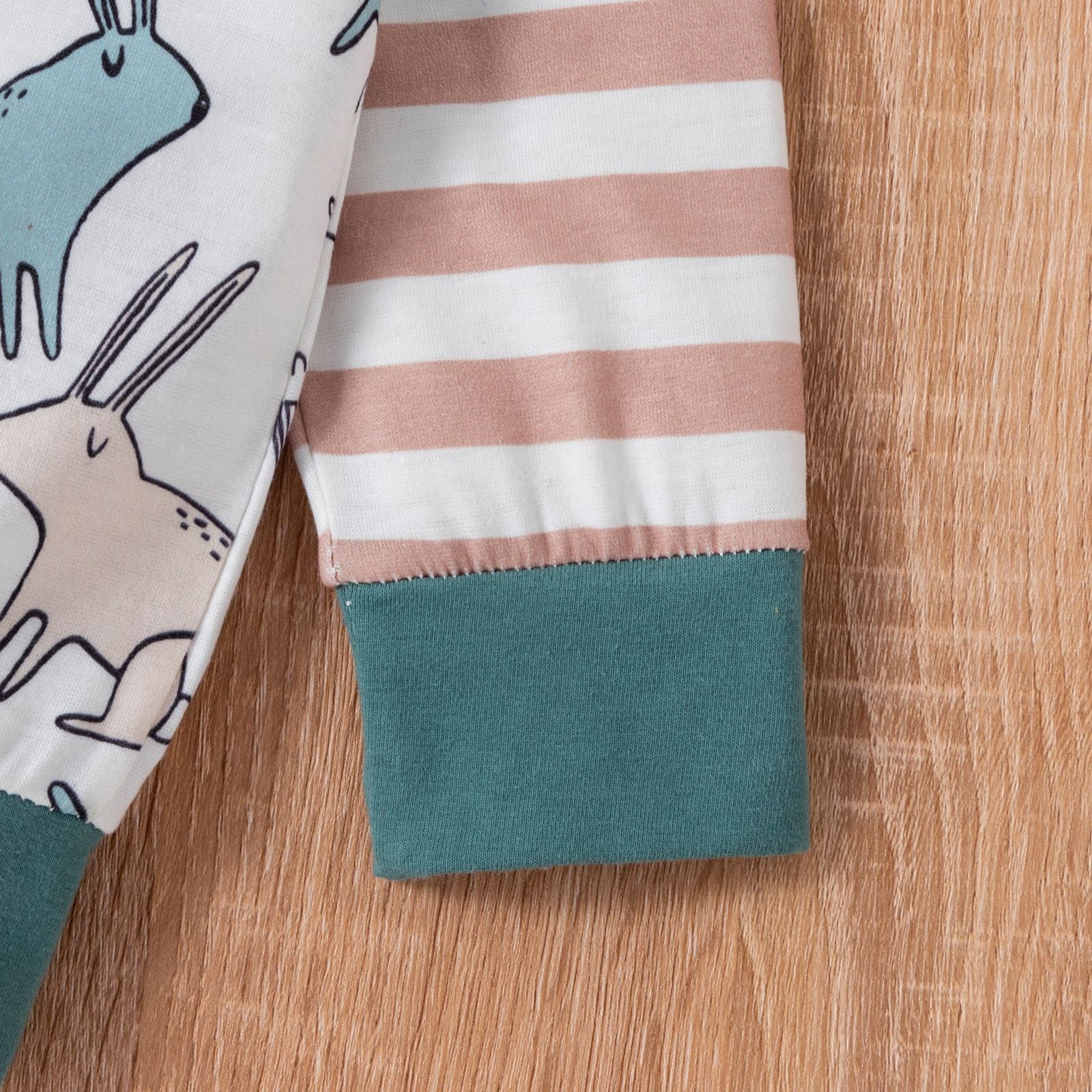 Baby Spring Autumn New Easter Striped Rabbit Printed Sets 2 Pcs
