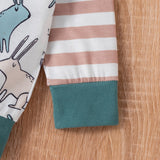 Baby Spring Autumn New Easter Striped Rabbit Printed Sets 2 Pcs