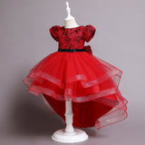 Kid Girl Princess Christmas Embroidered Trailing Show Dresses