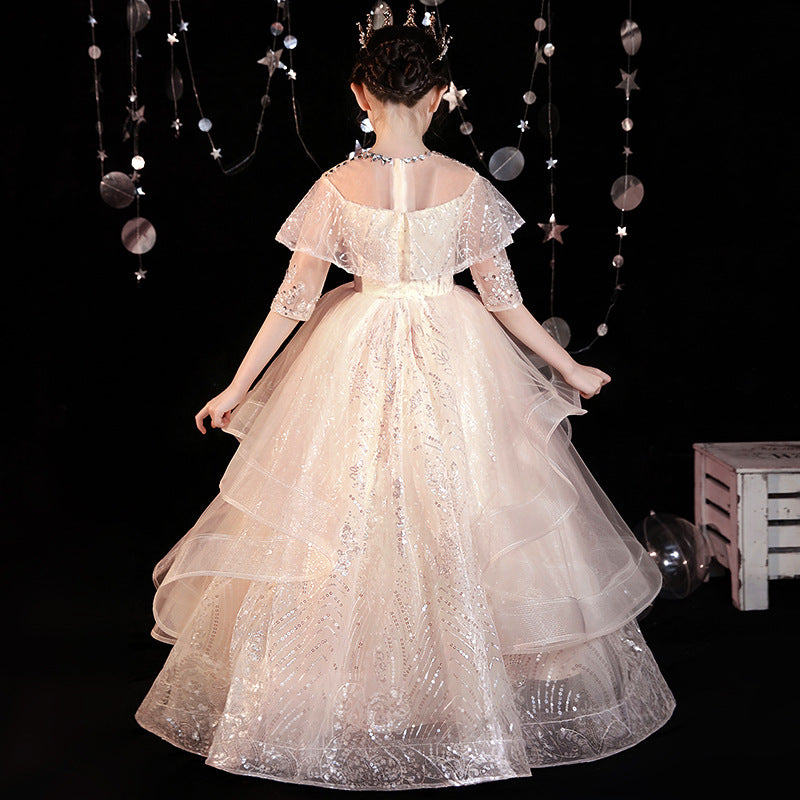 Kid Girl Princess Fluffy Yarn Formal Dresses