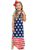 Family Matching Parent-child Mother Daughter Short Sleeve Flag Independence Dress