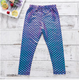 Kid Baby Girl Pants Blue Magic Color Fish Scale Gradual Leggings